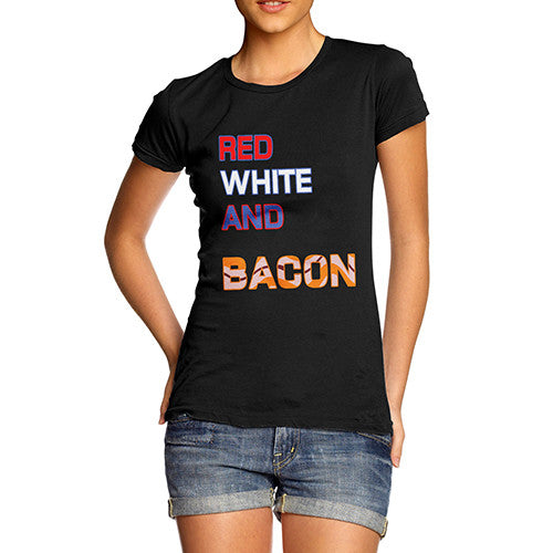Womens Red White And Bacon T-Shirt