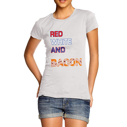 Womens Red White And Bacon T-Shirt
