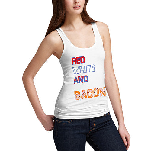 Womens Red White And Bacon Tank Top