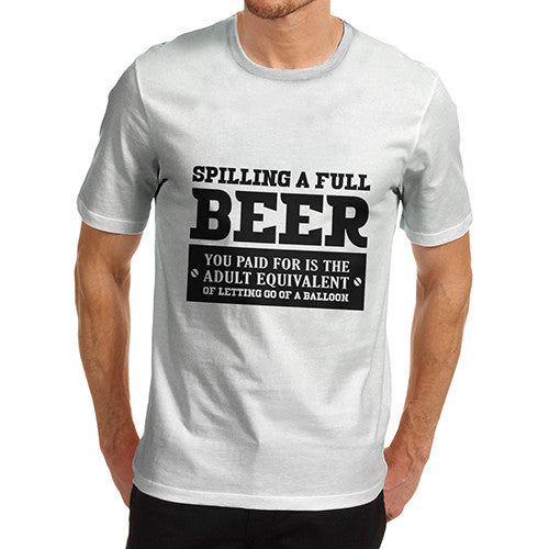 Mens Bar Joke Spilling A Full Beer T-Shirt
