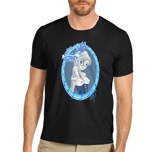 Mens Anime Blue Flower Girl T-Shirt