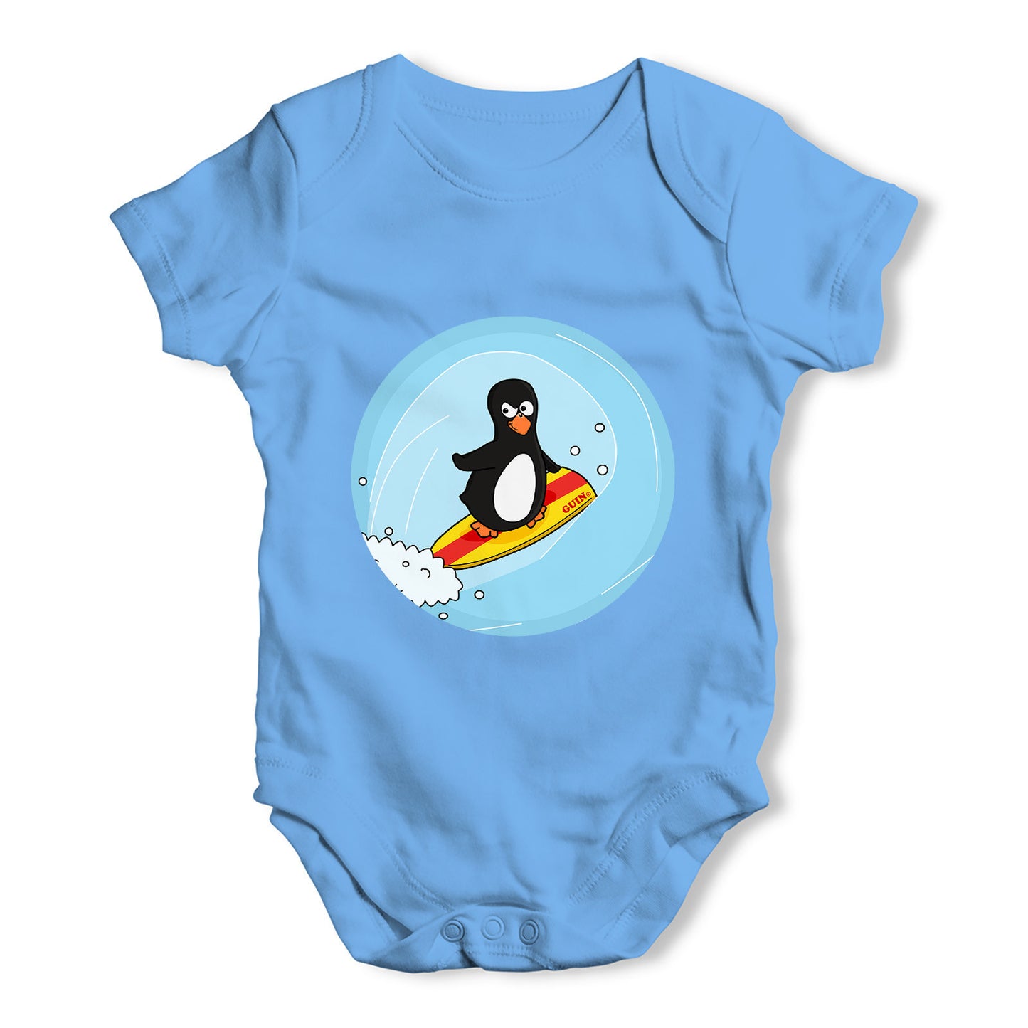 Surfer Guin Baby Grow Bodysuit