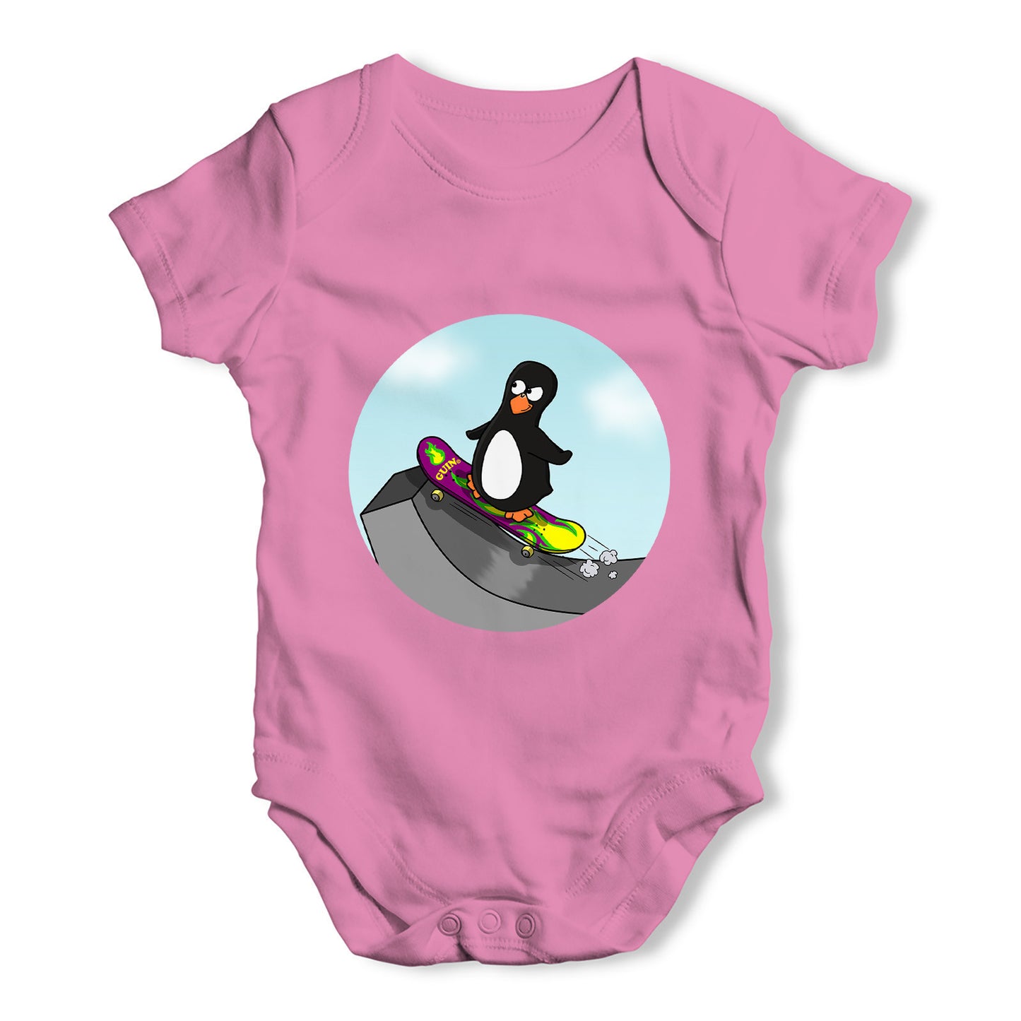 Skateboard Guin Baby Grow Bodysuit