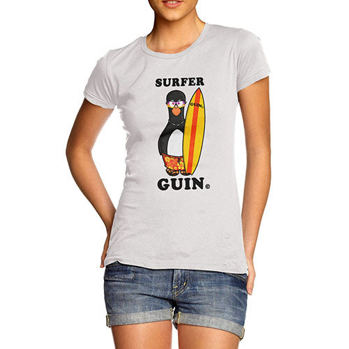 Women's Summer Beach Surfer Guin Penguin T-Shirt