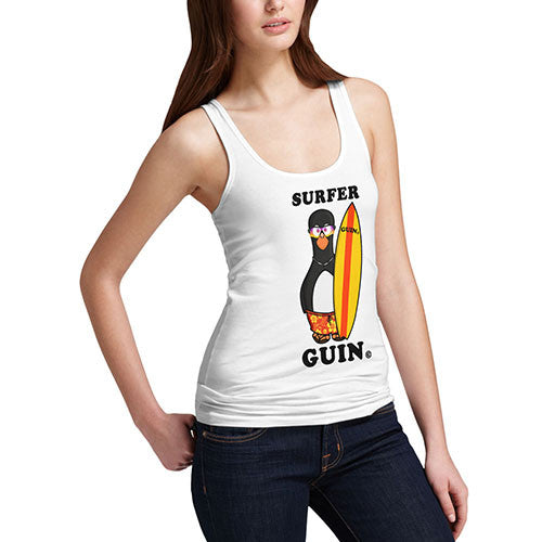 Women's Summer Beach Surfer Guin Penguin Tank Top