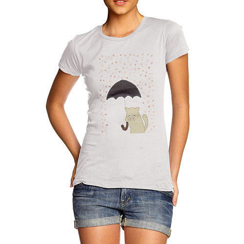 Women's Love Heart Rain Umbrella T-Shirt
