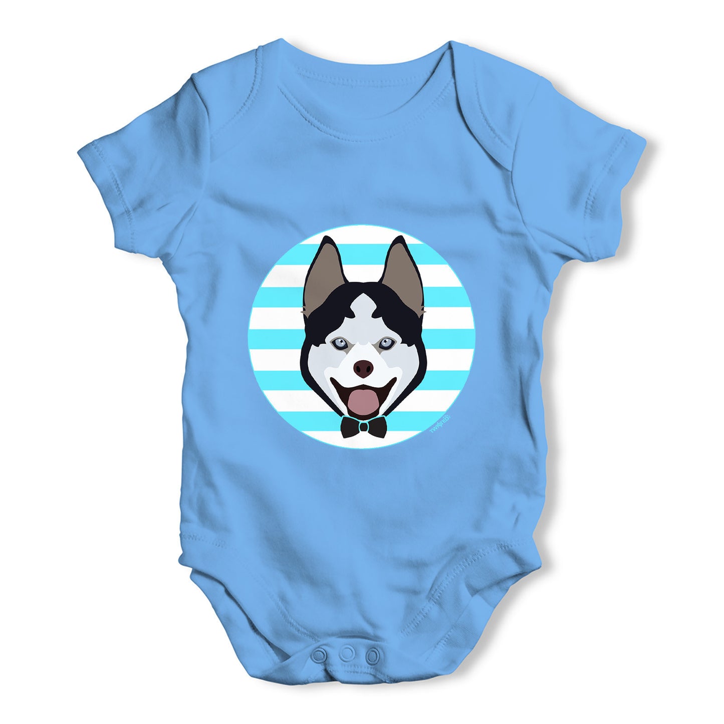 Cute Husky With Bow Tie Baby Grow Bodysuit