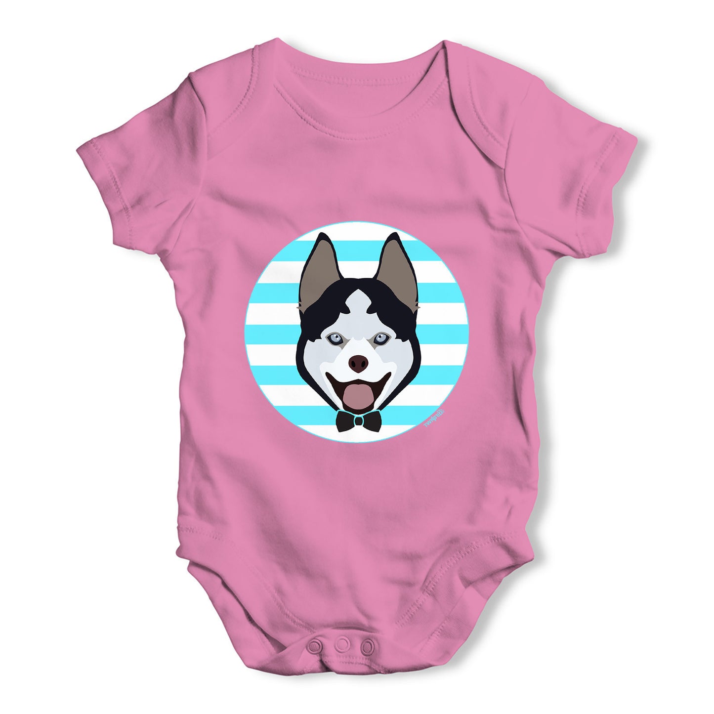 Cute Husky With Bow Tie Baby Grow Bodysuit