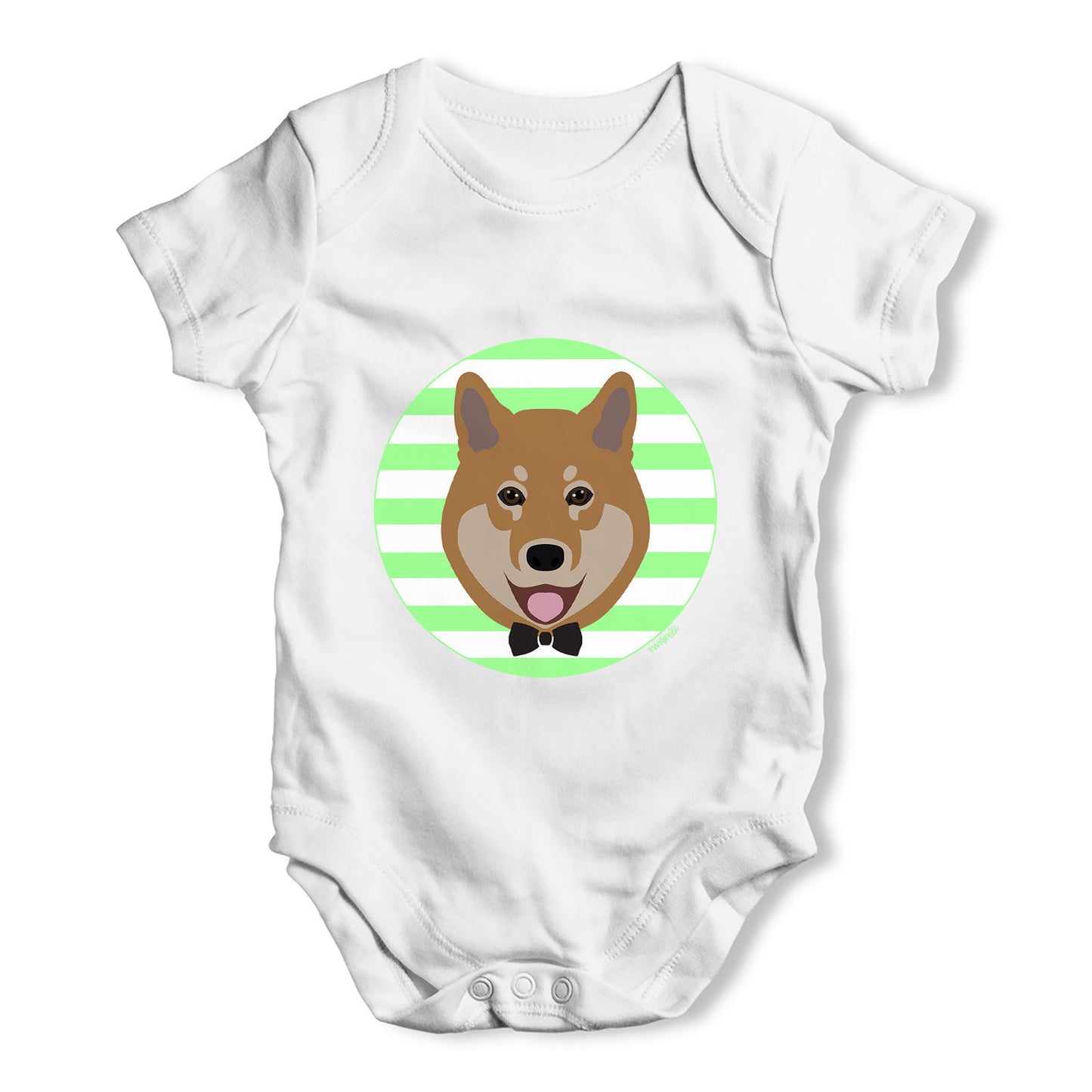 Cute Shiba Bow Tie Baby Grow Bodysuit