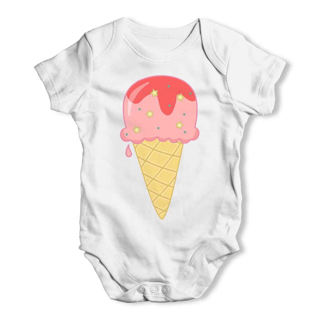 Yummy Strawberry Ice Cream Baby Grow Bodysuit