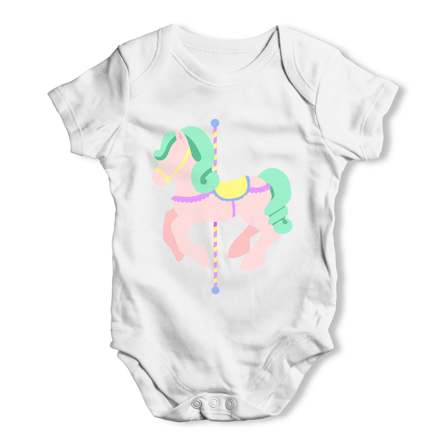 Blue Horse Carousel Baby Grow Bodysuit