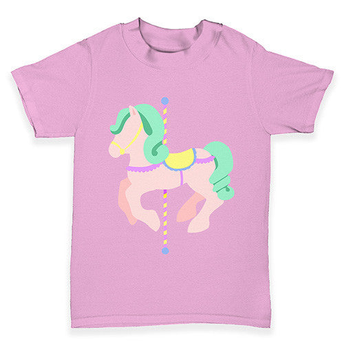 Blue Horse Carousel Baby Toddler T-Shirt