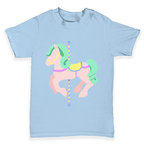 Blue Horse Carousel Baby Toddler T-Shirt