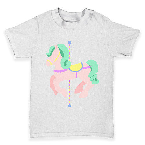 Blue Horse Carousel Baby Toddler T-Shirt