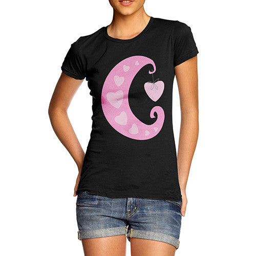 Women's Pink Moon Heart T-Shirt