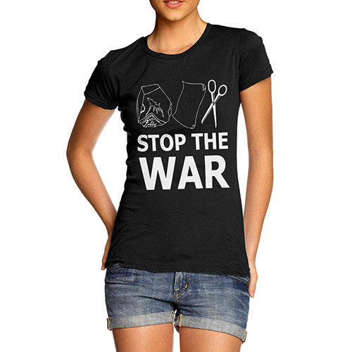 Women's Rock Paper Scissors Stop The War T-Shirt