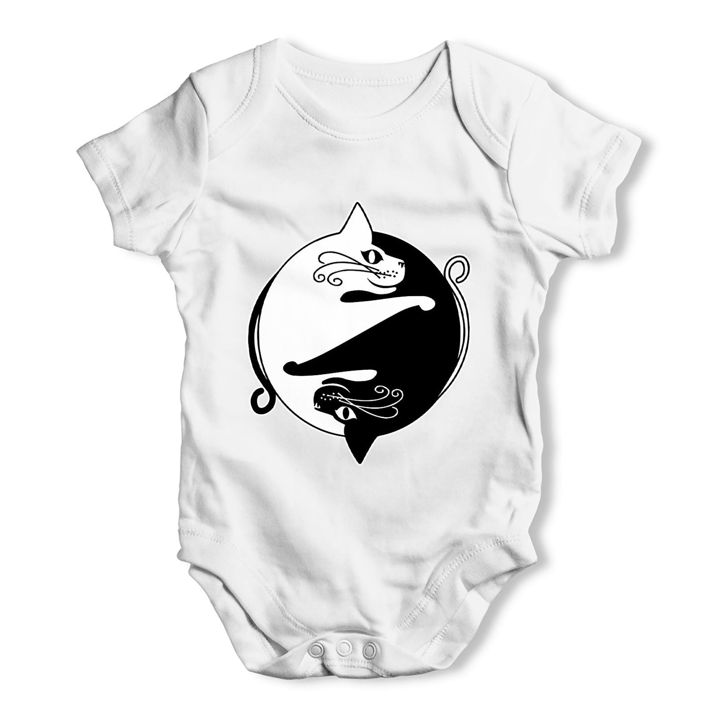 Cat Yin And Yang Baby Grow Bodysuit