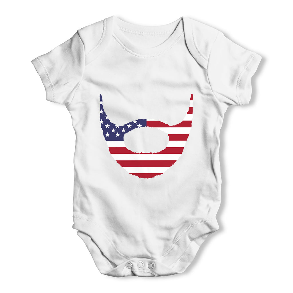 American Flag Beard Baby Grow Bodysuit