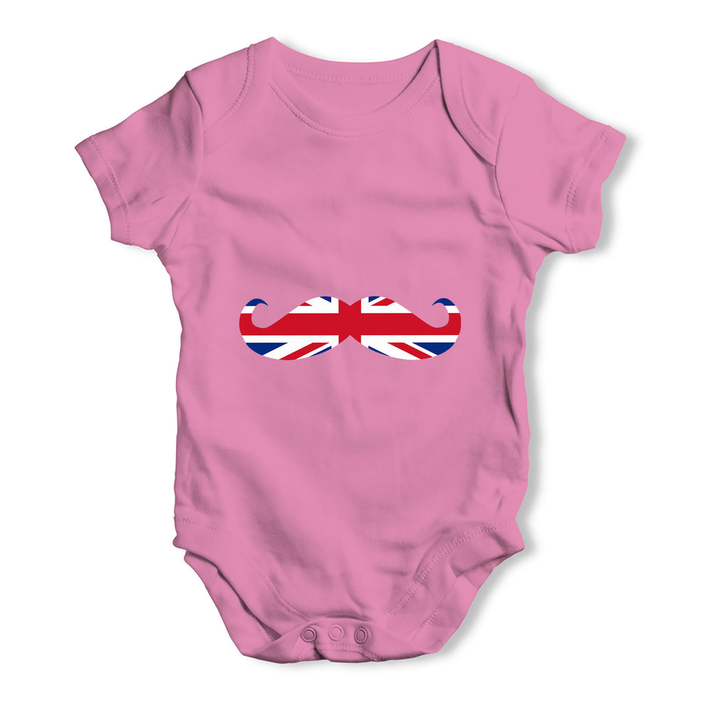 Union Jack Moustache Baby Grow Bodysuit