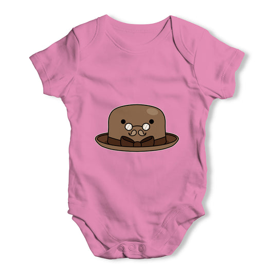 Bowler Hat Glasses Baby Grow Bodysuit