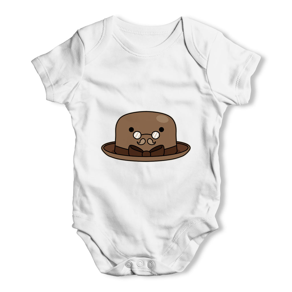 Bowler Hat Glasses Baby Grow Bodysuit