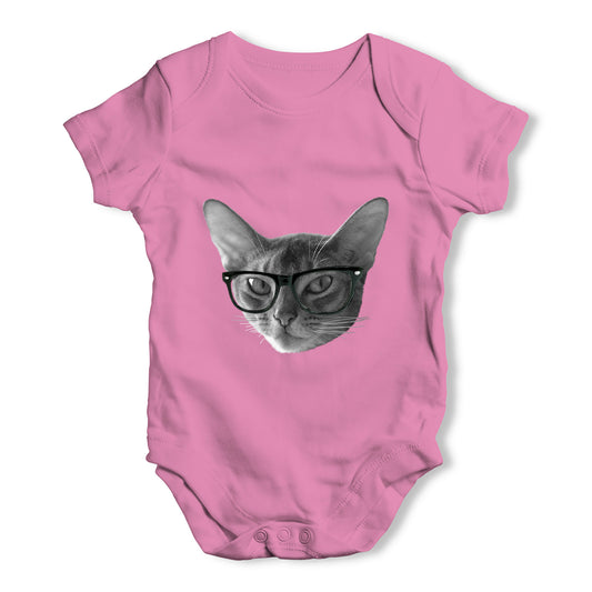 Hipster Cat Nerdy Baby Grow Bodysuit