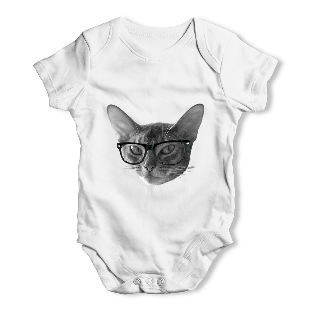 Hipster Cat Nerdy Baby Grow Bodysuit