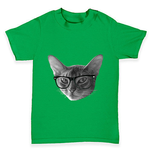Hipster Cat Nerdy Baby Toddler T-Shirt