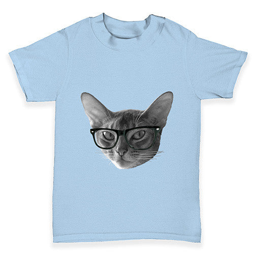 Hipster Cat Nerdy Baby Toddler T-Shirt