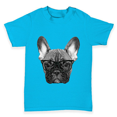 Hipster French Bulldog Nerdy Baby Toddler T-Shirt