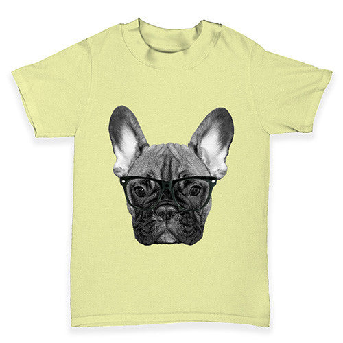 Hipster French Bulldog Nerdy Baby Toddler T-Shirt