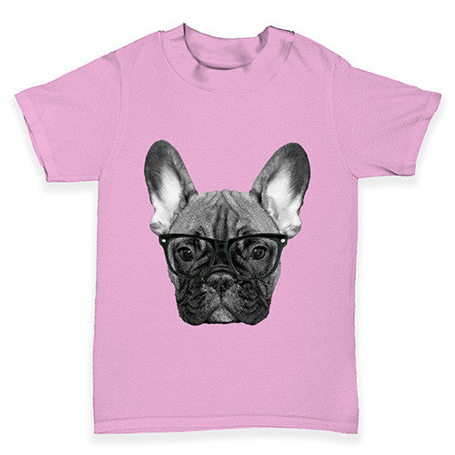 Hipster French Bulldog Nerdy Baby Toddler T-Shirt