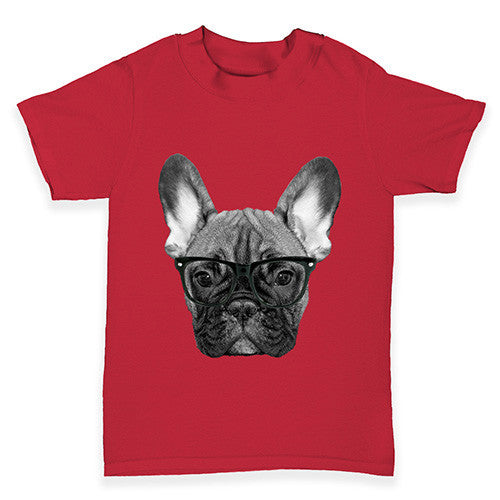 Hipster French Bulldog Nerdy Baby Toddler T-Shirt