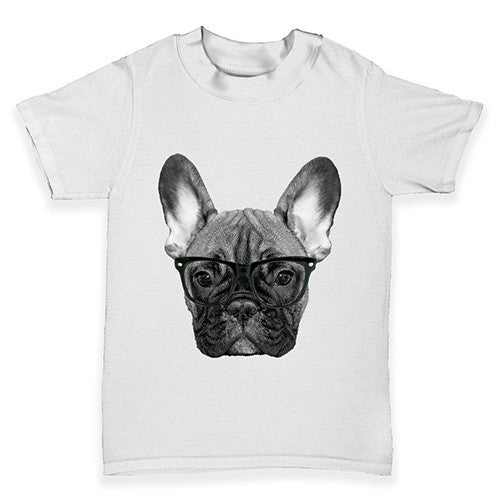 Hipster French Bulldog Nerdy Baby Toddler T-Shirt