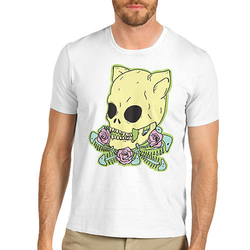 Men's Cat Skull & Roses T-Shirt