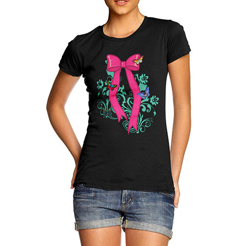 Women's Pink Butterfly Bow T-Shirt