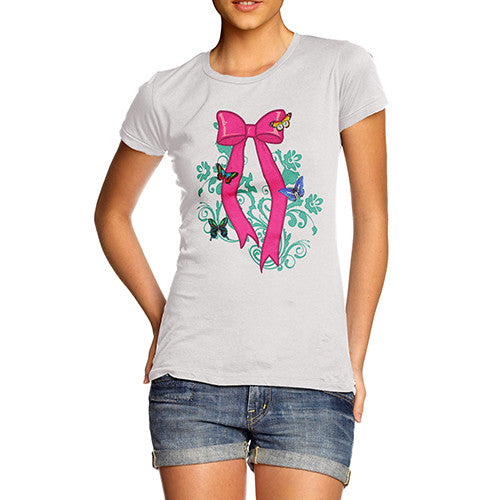 Women's Pink Butterfly Bow T-Shirt