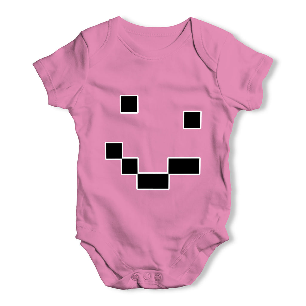 Pixel Smiley Face Baby Grow Bodysuit