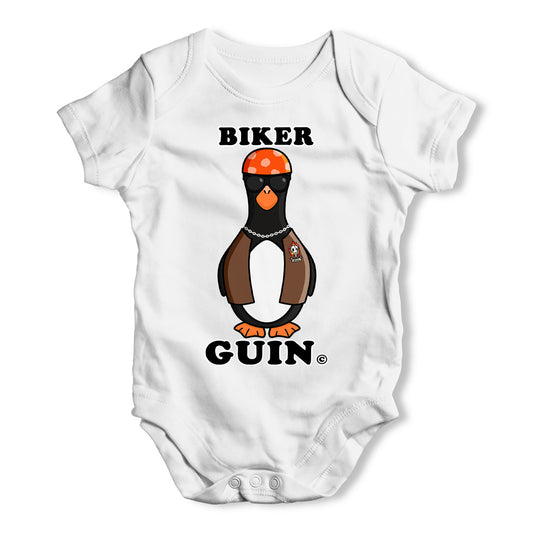 Biker Guin Baby Grow Bodysuit