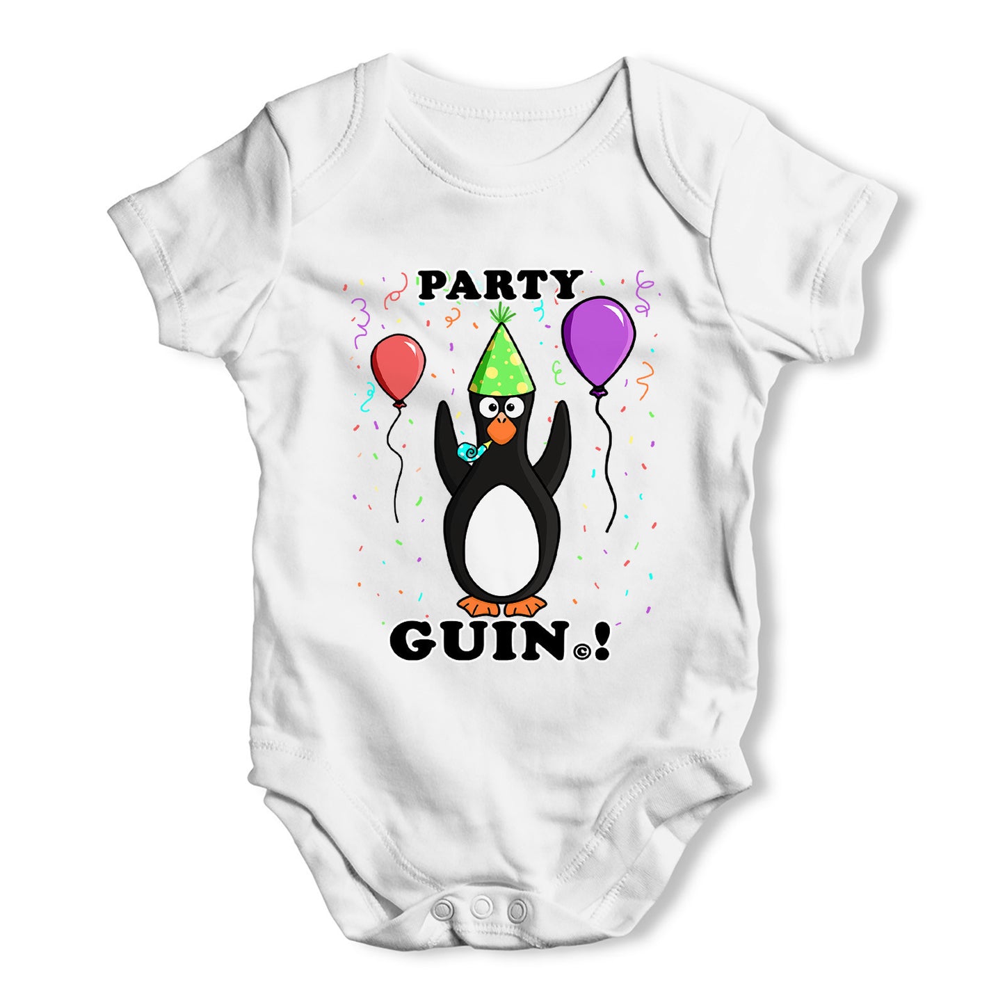 Party Guin The Penguin Baby Grow Bodysuit