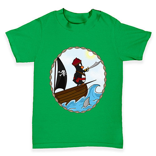 Pirate Guin The Penguin On Ship Baby Toddler T-Shirt