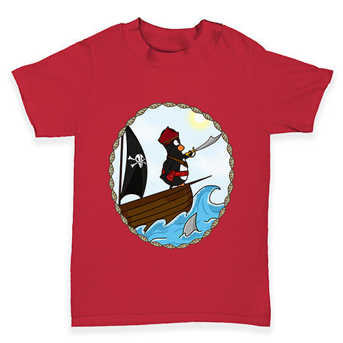 Pirate Guin The Penguin On Ship Baby Toddler T-Shirt