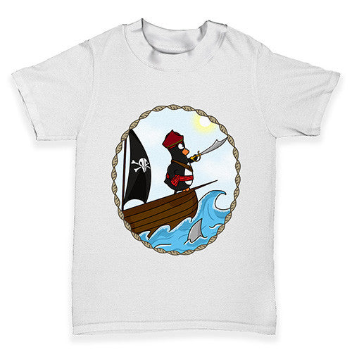 Pirate Guin The Penguin On Ship Baby Toddler T-Shirt