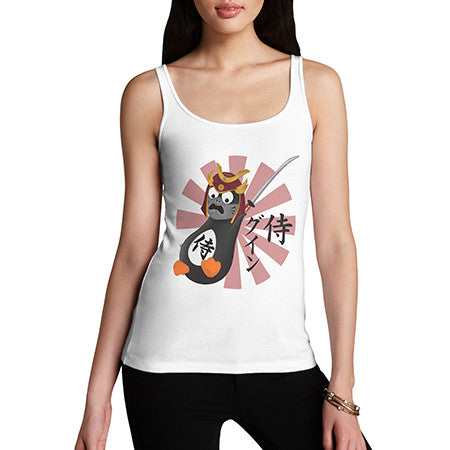 Womens Japanese Samurai Guin Penguin Tank Top