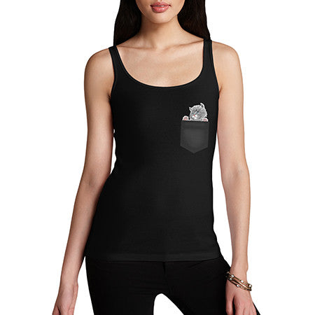 Womens Cat In A Pocket Tank Top