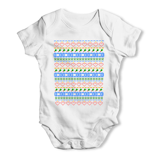 Pixel Love Christmas Pattern Baby Grow Bodysuit