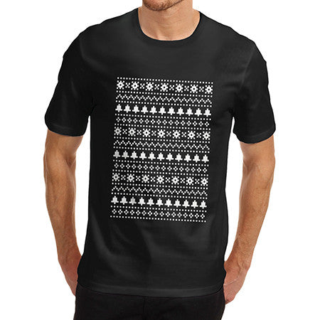 Mens Bells And Snowflake Print T-Shirt