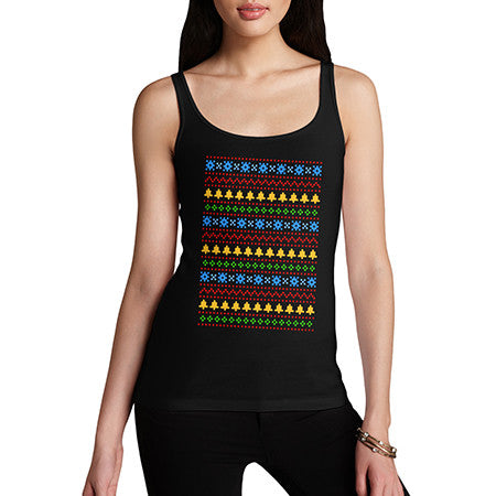 Womens Christmas Sweater Pattern Tank Top