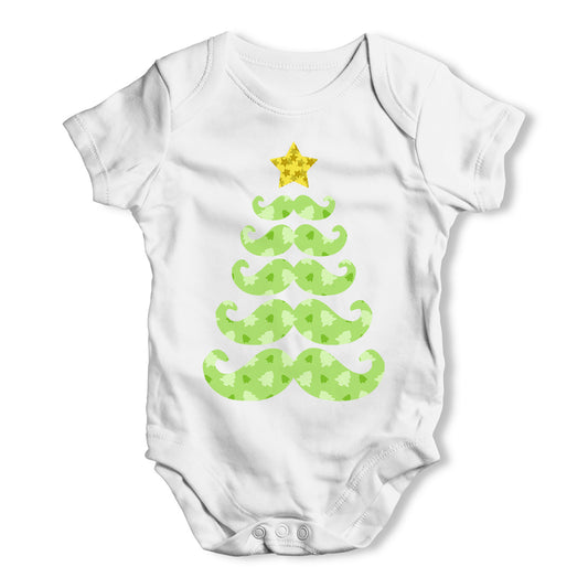 Moustache Christmas Tree Baby Grow Bodysuit