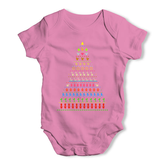 Pixel Christmas Tree Baby Grow Bodysuit